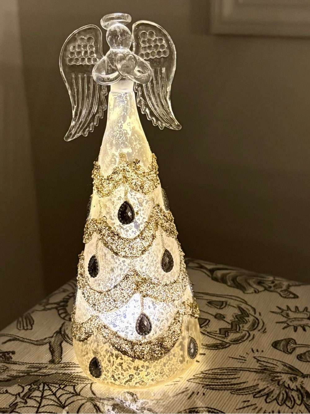 Pier 1 LED Light-Up Silver Glass 8" Angel